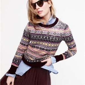 J Crew Fair Isle Sequined Sweater L